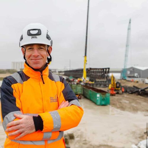 Jeudi 23 février 2023: Grand port maritime, démantelement en cours du viaduc du môle d'escale à La Pallice.
(Nicolas MENARD)
Photo Romuald Augé